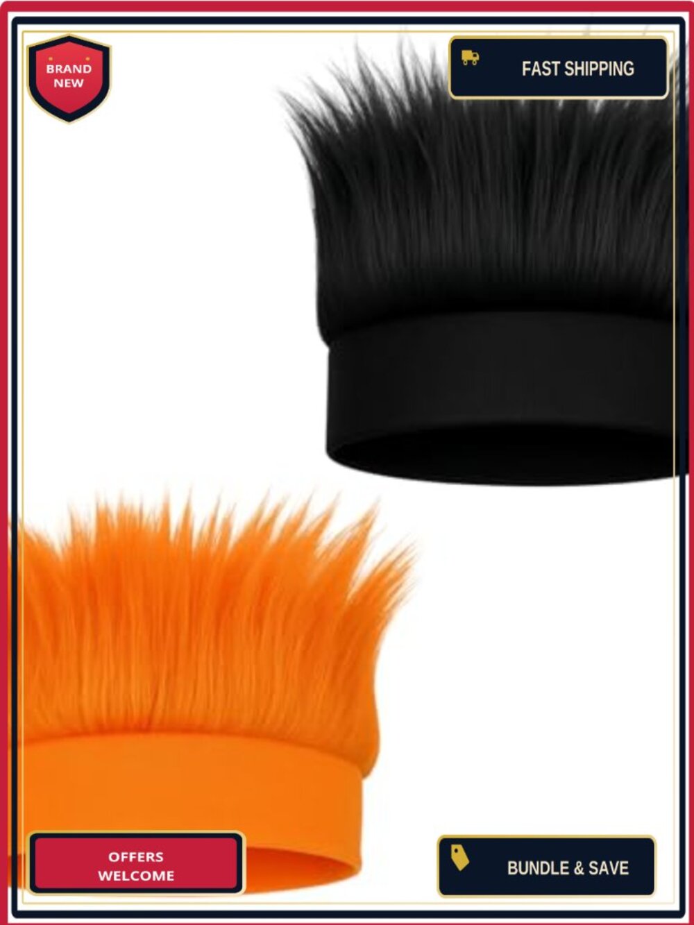 2 Pack Hairy Headband Costume Wigs Crazy Hair Day Party Headbands